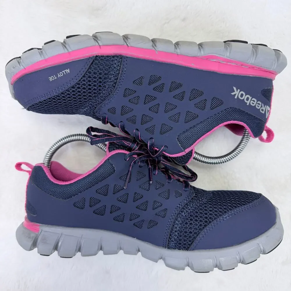 Reebok Sublite Cushion Work Alloy Toe RB046 Womens Navy Pink Size 10